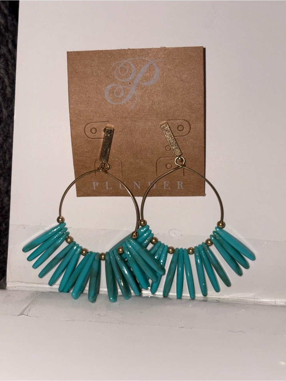 Plunder Turquoise Spike Hoop Earrings - Gold Accents